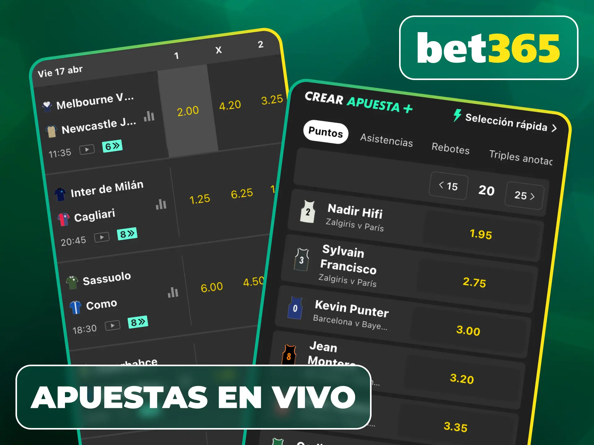 No te pierdas ni un segundo de la acción con las Apuestas en Vivo en la App Bet365, con cuotas actualizadas al instante.