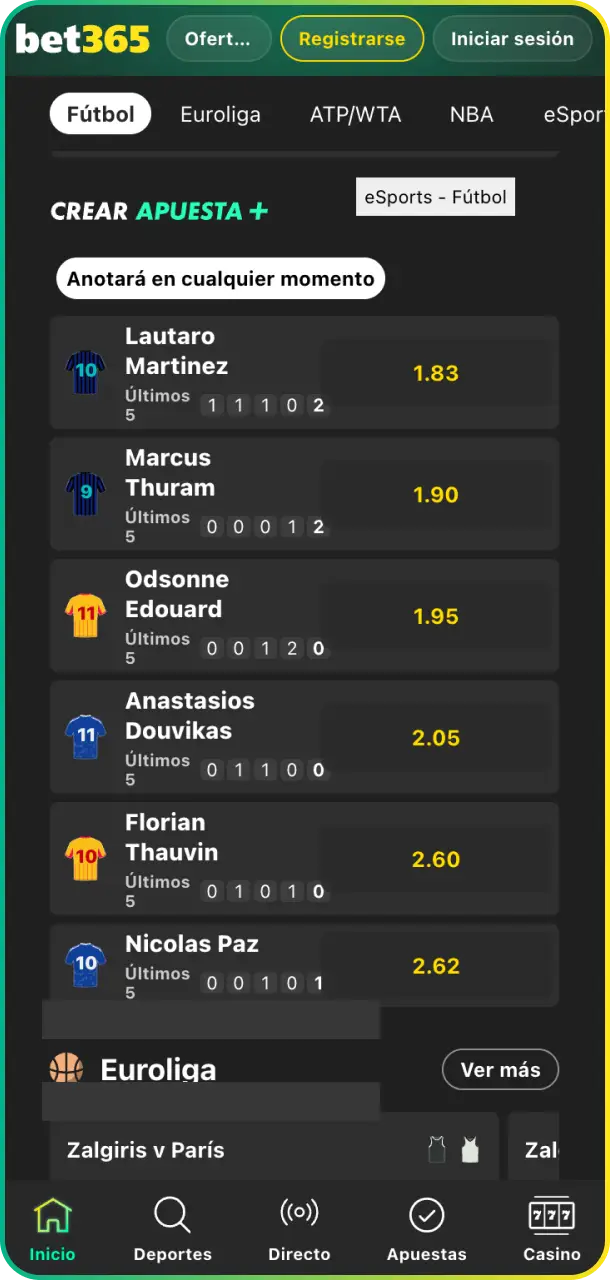 Disfruta de la experiencia real desde la interfaz de Bet365 casino en vivo.